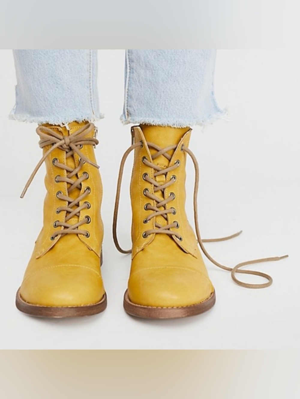 Free People Portland Campus Lace Up Booties Banana Tan - Picture 6 of 11